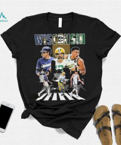 Wisconsin Sports Abbey Road Christian Yelich Aaron Rodgers And Giannis Antetokounmpo Signatures Shirt