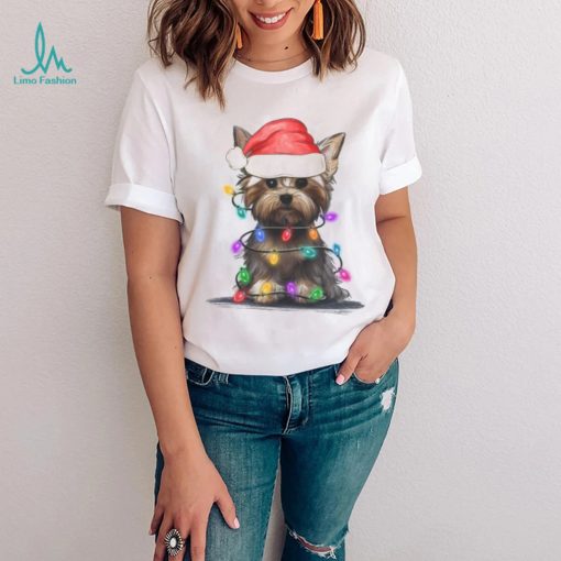 Yorkie Mom Shirt, Dog LoverTshirt, Ugly Christmas Sweater, Pet Holiday Lights
