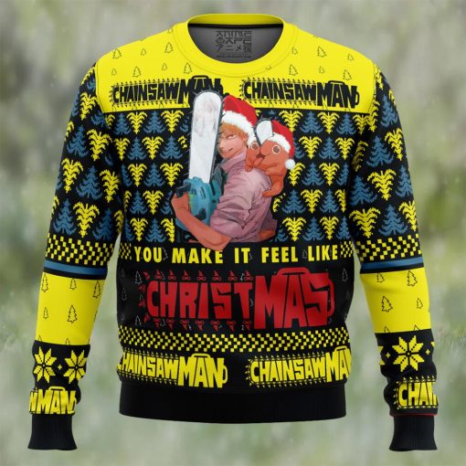 You Make It Fell Like Christmas Chainsaw Man Ugly Christmas Sweater