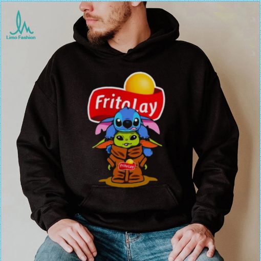 Baby Stitch And Baby Yoda Papa Fritolay Logo Shirt