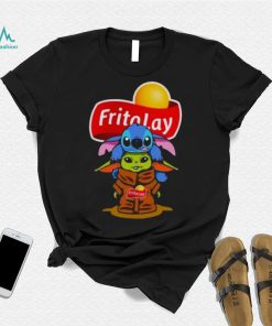 Baby Stitch And Baby Yoda Papa Fritolay Logo Shirt