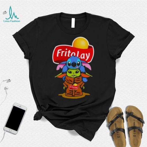 Baby Stitch And Baby Yoda Papa Fritolay Logo Shirt