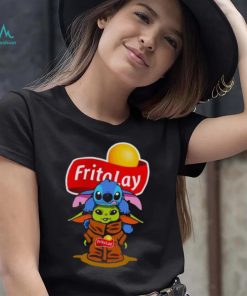 Baby Stitch And Baby Yoda Papa Fritolay Logo Shirt