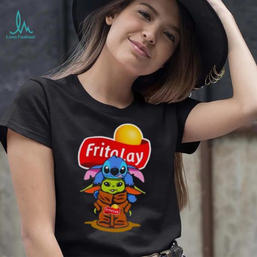 Baby Stitch And Baby Yoda Papa Fritolay Logo Shirt