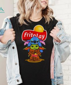 Baby Stitch And Baby Yoda Papa Fritolay Logo Shirt