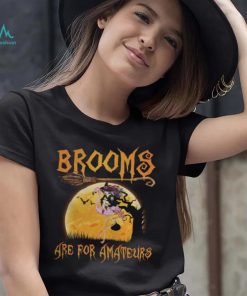 Brooms Are For Amateurs Halloween Witch Riding Flamingo Shirt