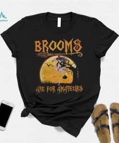 Brooms Are For Amateurs Halloween Witch Riding Flamingo Shirt