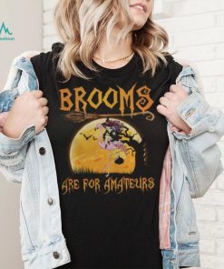 Brooms Are For Amateurs Halloween Witch Riding Flamingo Shirt