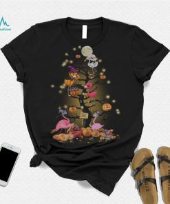 Flamingos tree happy Halloween shirt