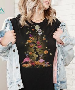 Flamingos tree happy Halloween shirt