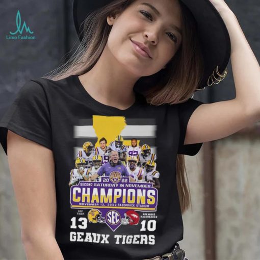 Geaux Tigers LSU Tigers 2022 Second Saturday In November Champions Score Shirt