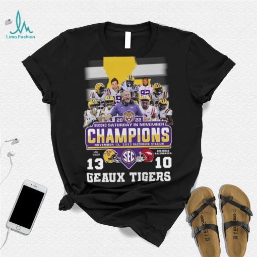 Geaux Tigers LSU Tigers 2022 Second Saturday In November Champions Score Shirt