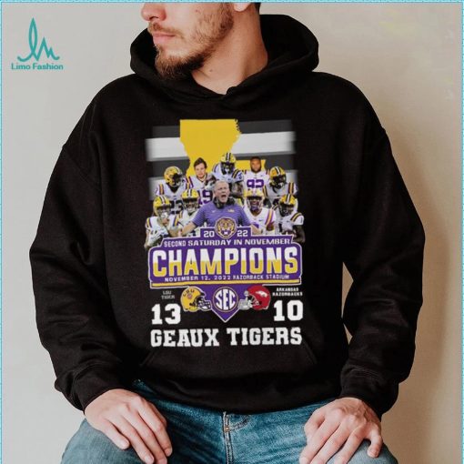 Geaux Tigers LSU Tigers 2022 Second Saturday In November Champions Score Shirt