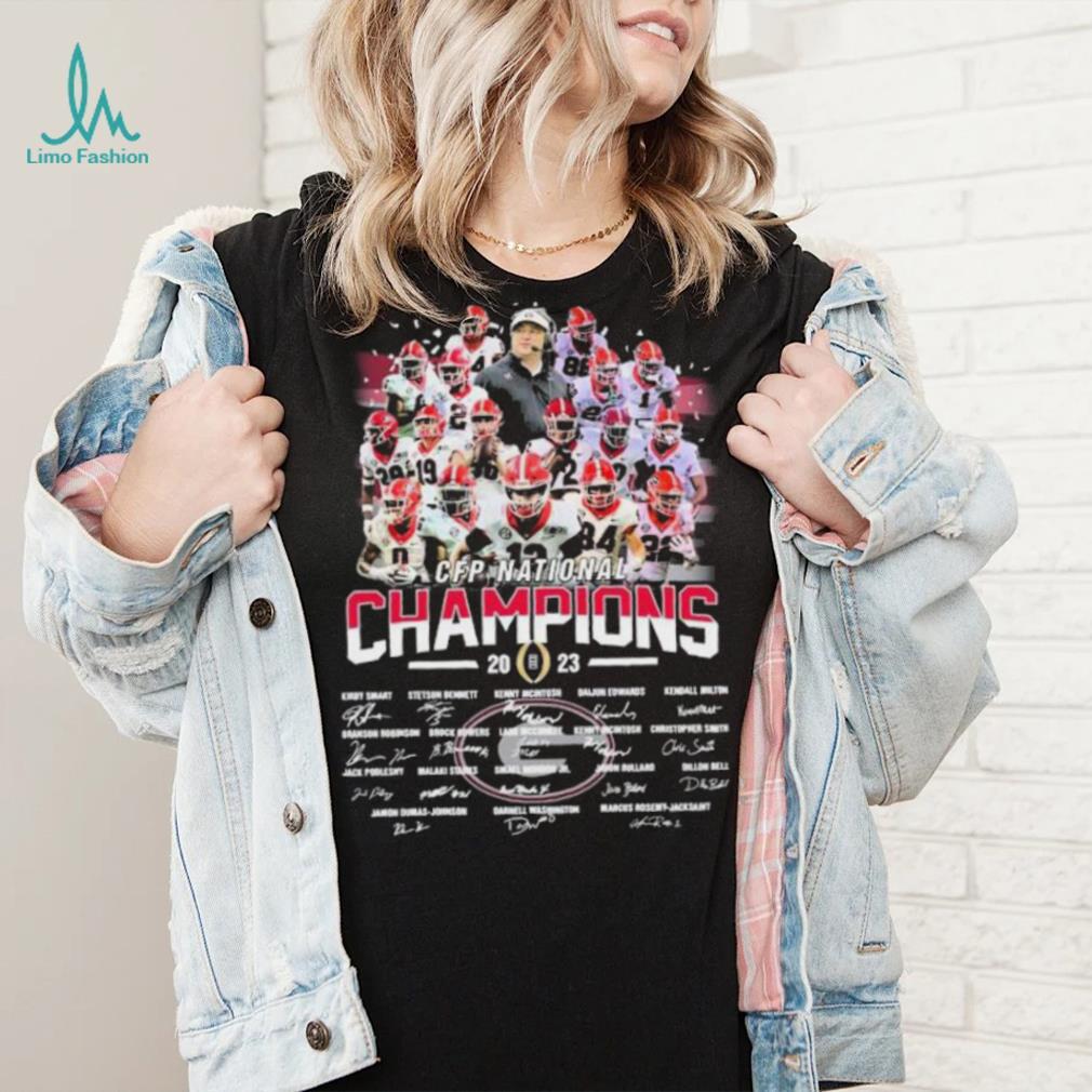 Georgia Bulldogs College Football Team 2023 CFP National Champions Signatures Shirt Georgia Bulldogs College Football Team 2023 CFP National Champions Signatures Shirt