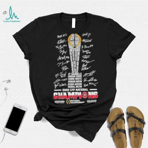 Georgia Bulldogs Team Name 2022 CFP National Champions Signatures Cup Shirt