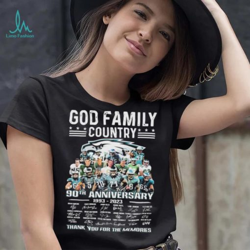 God Family Country Philadelphia Eagles 90th Anniversary 1993 2023 Thank You For The Memories Signatures Shirt