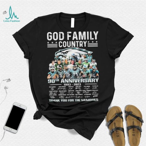 God Family Country Philadelphia Eagles 90th Anniversary 1993 2023 Thank You For The Memories Signatures Shirt