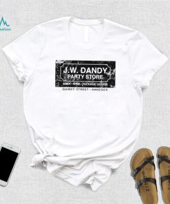 J. W. Dandy party store beer wine package liquor Quincy Street Hancock logo shirt