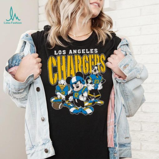 Mickey Donald Duck And Goofy Football Team Los Angeles Chargers T Shirt