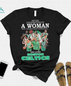 Never Underestimate A Woman Who Understands Basketball And Loves Boston Celtics 2022 Signatures Shirt