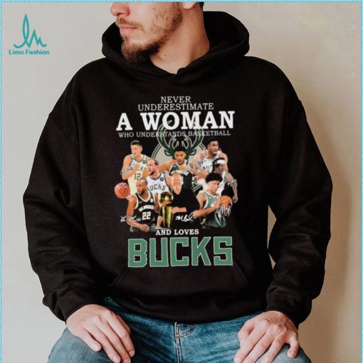 Never Underestimate A Woman Who Understands Basketball And Loves Milwaukee Bucks 2022 Signatures Shirt