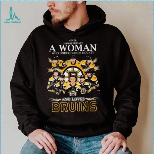 Never Underestimate A Woman Who Understands Hockey Team Sport And Loves Bruins Shirt