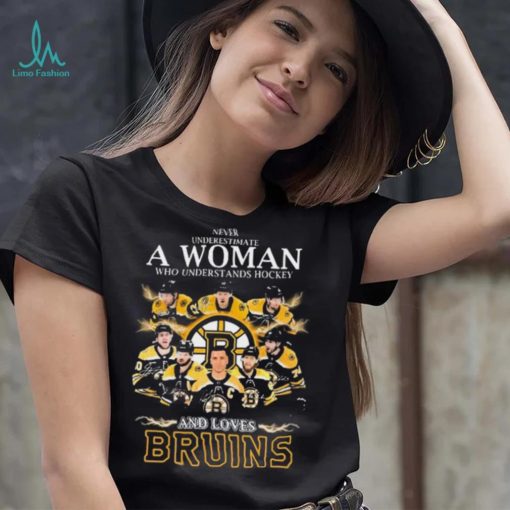 Never Underestimate A Woman Who Understands Hockey Team Sport And Loves Bruins Shirt