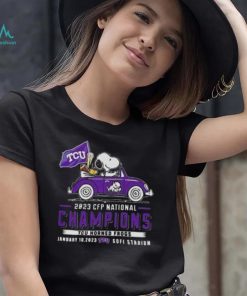 Tcu horned frogs snoopy and Woodstock driving car 2023 cfp national champions shirt