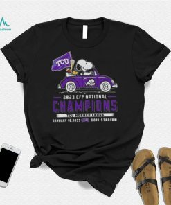 Tcu horned frogs snoopy and Woodstock driving car 2023 cfp national champions shirt