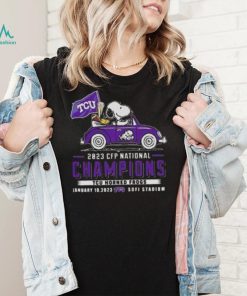 Tcu horned frogs snoopy and Woodstock driving car 2023 cfp national champions shirt