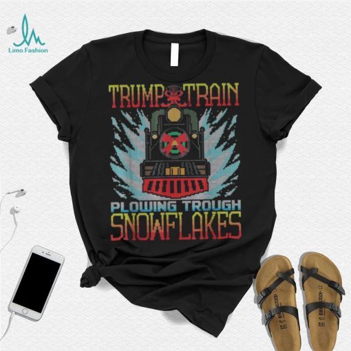 Trump Train Plowing Through Snowflakes Christmas Ugly Shirt