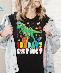 100 Days Extinct Dinosaur T rex 100 Days of School Dino Kids Shirt