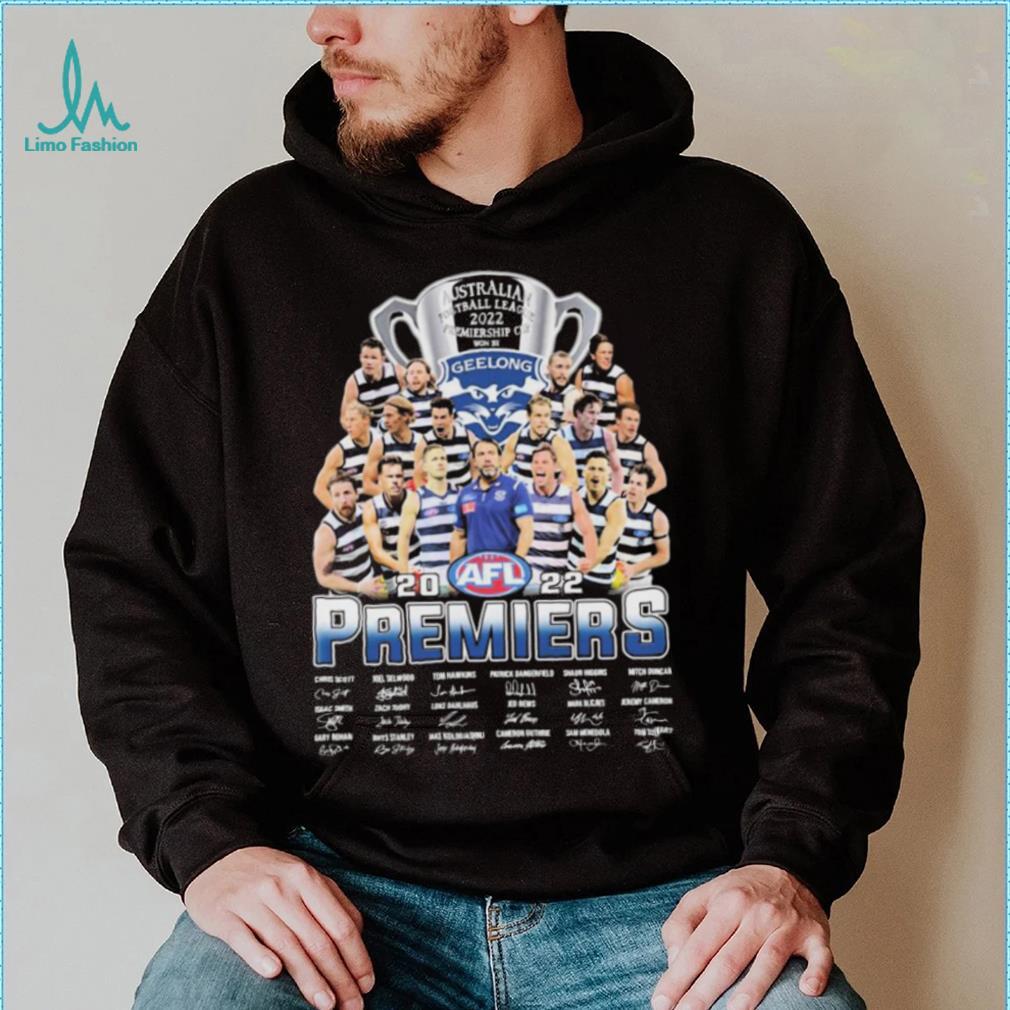Australian Football League 2022 Premiership Cup Won By Geelong Cats Signatures Shirt Australian Football League 2022 Premiership Cup Won By Geelong Cats Signatures Shirt