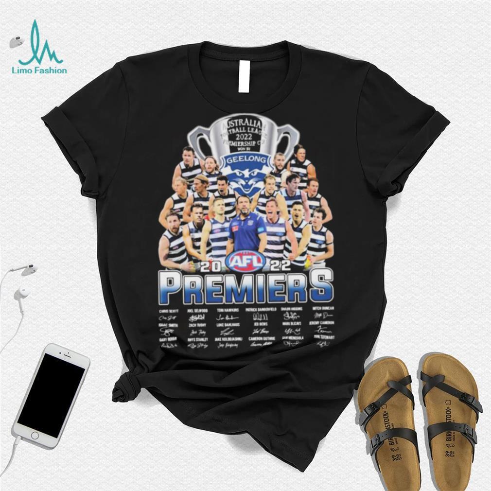 Australian Football League 2022 Premiership Cup Won By Geelong Cats Signatures Shirt Australian Football League 2022 Premiership Cup Won By Geelong Cats Signatures Shirt