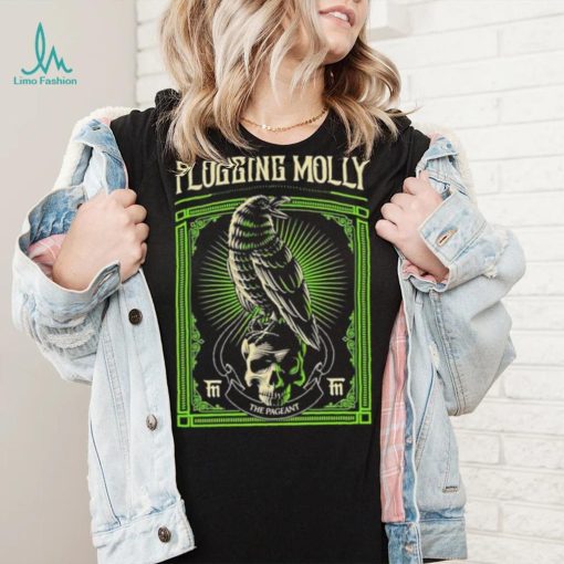 Black Crow And Skull Green Background Flogging Molly Shirt