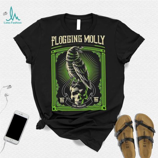 Black Crow And Skull Green Background Flogging Molly Shirt