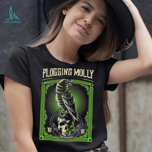 Black Crow And Skull Green Background Flogging Molly Shirt