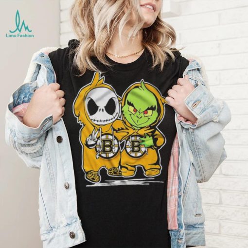 Boston Bruins With Baby Jack Skellington And Baby Grinch Friends Shirt