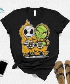 Boston Bruins With Baby Jack Skellington And Baby Grinch Friends Shirt