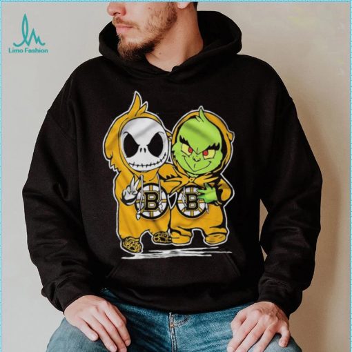 Boston Bruins With Baby Jack Skellington And Baby Grinch Friends Shirt