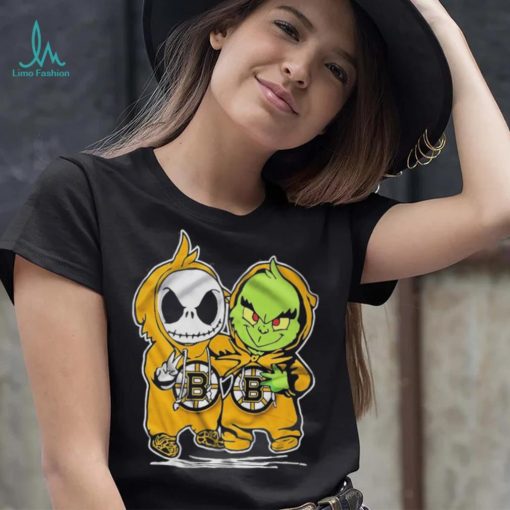 Boston Bruins With Baby Jack Skellington And Baby Grinch Friends Shirt