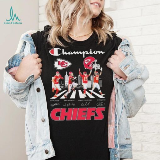 Champion Travis Kelce Isiah Pacheco Patrick Mahomes II And Chris Jones Abbey Road Signatures Shirt