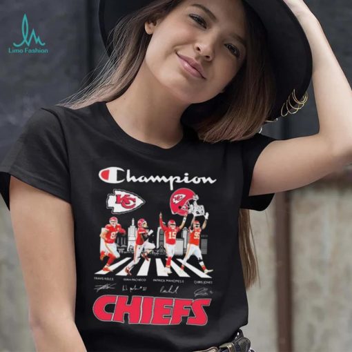 Champion Travis Kelce Isiah Pacheco Patrick Mahomes II And Chris Jones Abbey Road Signatures Shirt