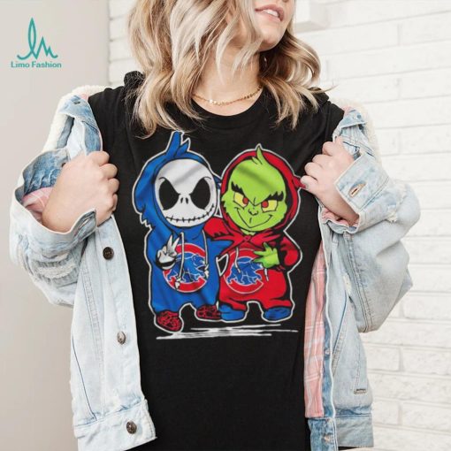 Chicago Cubs With Baby Jack Skellington And Baby Grinch Friends Shirt