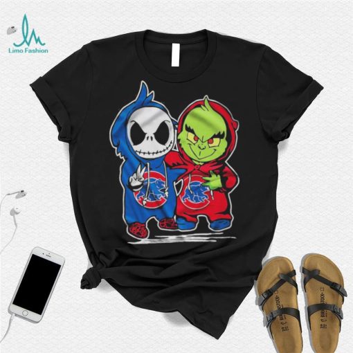 Chicago Cubs With Baby Jack Skellington And Baby Grinch Friends Shirt