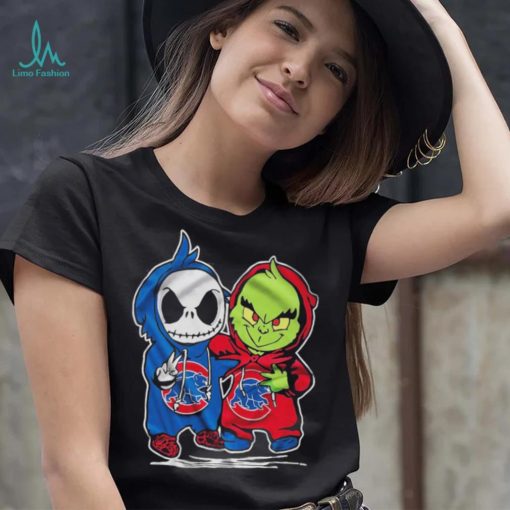 Chicago Cubs With Baby Jack Skellington And Baby Grinch Friends Shirt