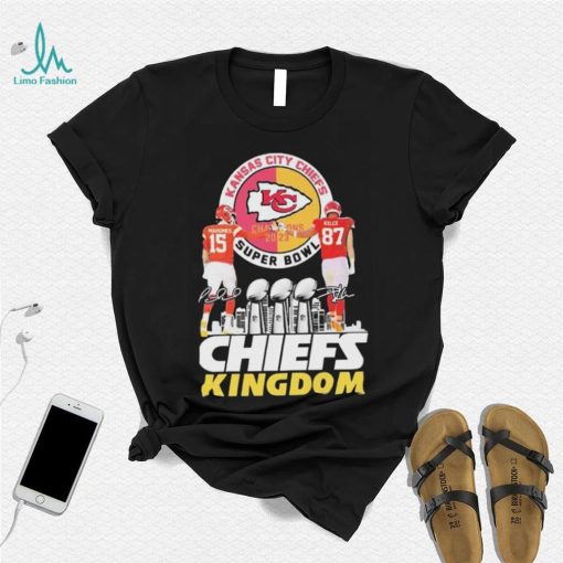 Chiefs Kingdom Patrick Mahomes And Trvis Kelce Super Bowl Champions 2023 Skyline Shirt