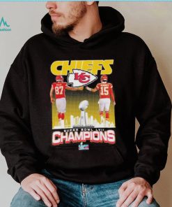 Chiefs super Bowl LVII champions signatures Kelce and Mahomes shirt