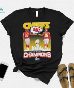 Chiefs super Bowl LVII champions signatures Kelce and Mahomes shirt