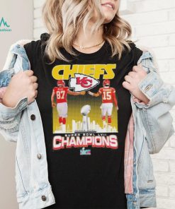 Chiefs super Bowl LVII champions signatures Kelce and Mahomes shirt